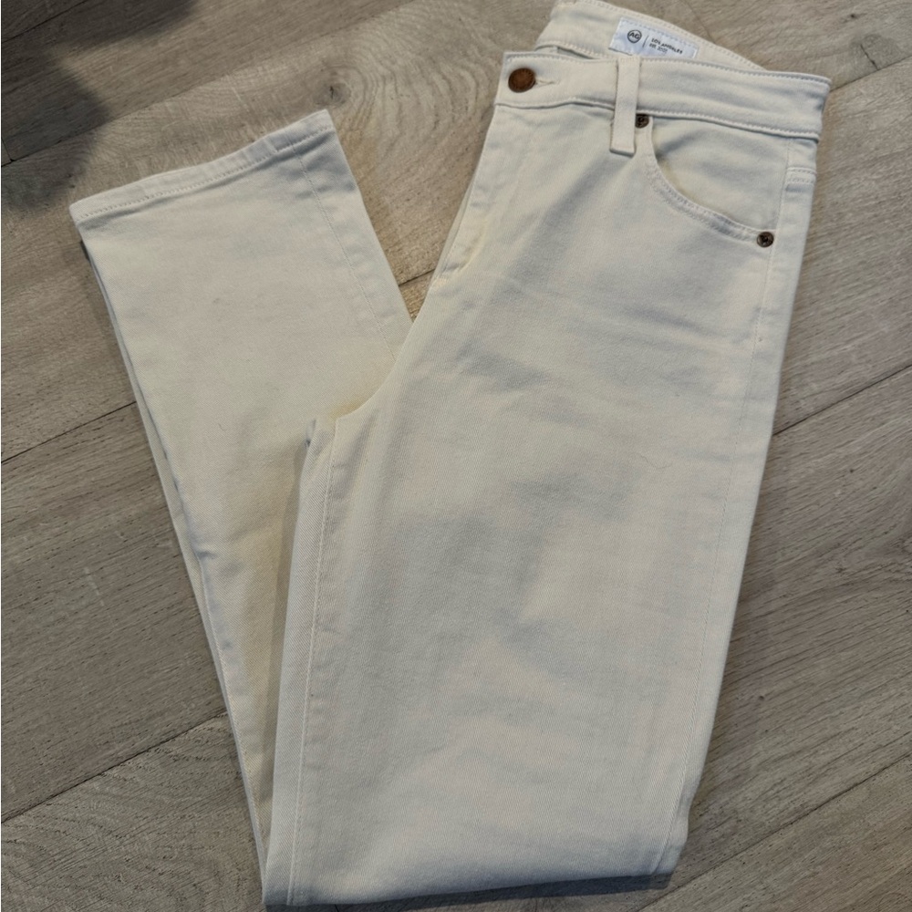 AG Adriano Goldschmied Cream Straight Leg Jeans